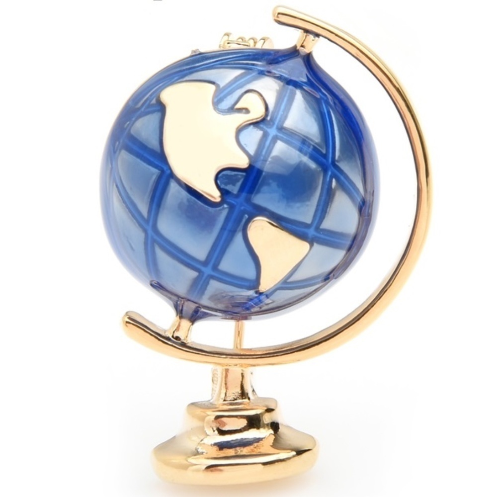 *ZIVA* Gold x Blue Globe Shaped Design Fashion Brooch